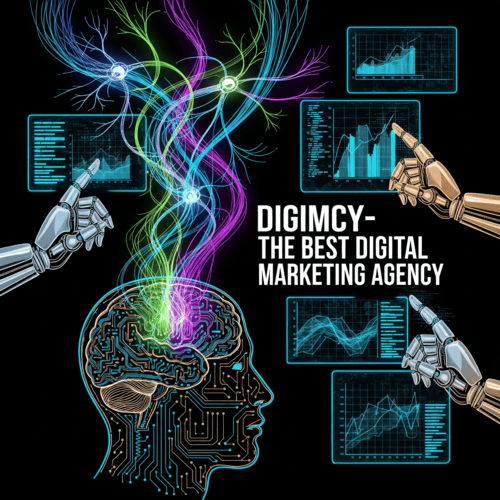 AI Services in Bangladesh ,machine learning, automation, Digimcy AI.A futuristic illustration of a human head with a circuit board.